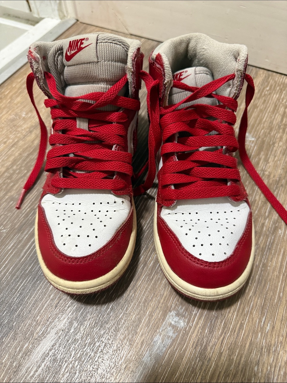 Nike Kids Red and White High-Top Sneakers